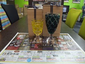 姶良市 買取専門 東京市場 姶良国道10号店 島津薩摩切子 脚付杯 グラス 買取しました。