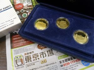 東京市場 天文館 御着屋交番前店 金製品 記念金貨 買取しました。