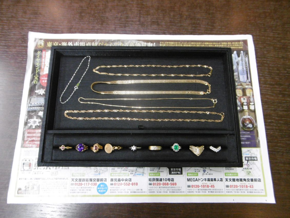 姶良市 買取専門 東京市場 姶良国道10号店 貴金属 金 プラチナ アクセサリー 買取しました。
