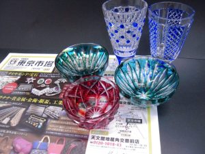 鹿児島市 東京市場 天文館 地蔵角交番前店 伝統工芸品 薩摩切子 買取しました。