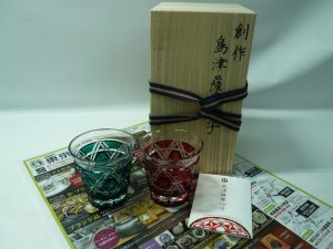 鹿児島市内 買取専門 東京市場 鹿児島中央店 ガラス工芸 薩摩切子 ペアグラス 買取しました。