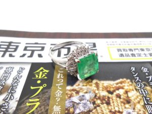 日立市内！買取専門 東京市場 メガドンキ 日立店 プラチナ エメラルド リング 買取しました。