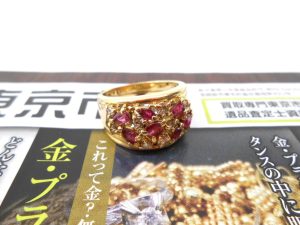 日立市内！買取専門 東京市場 メガドンキ 日立店 金 K18 ルビー リング 買取しました。
