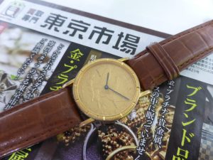 薩摩川内市！ 買取専門 東京市場 タイヨー永利店 ブランド コルム 金無垢 時計 買取しました。