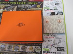 鹿児島市 買取専門 東京市場 サンキュー新栄店 ブランド Hermès エルメス ミニポップH ピアス 買取しました。