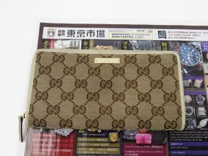 町田市 相模原 出張買取 買取専門 東京市場 町田駅前コビルナ店 ブランド グッチ GGキャンバス 財布 買取しました。