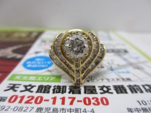 買取専門東京市場 中町 照国通り 天文館 御着屋交番前店 貴金属 宝石 ダイヤモンド リング 買取しました。