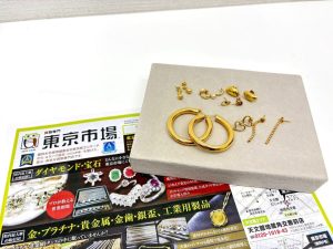 鹿児島市 買取専門 東京市場 天文館 地蔵角交番前店 貴金属 金 イヤリング ピアス 買取しました。